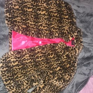A printed leather coat